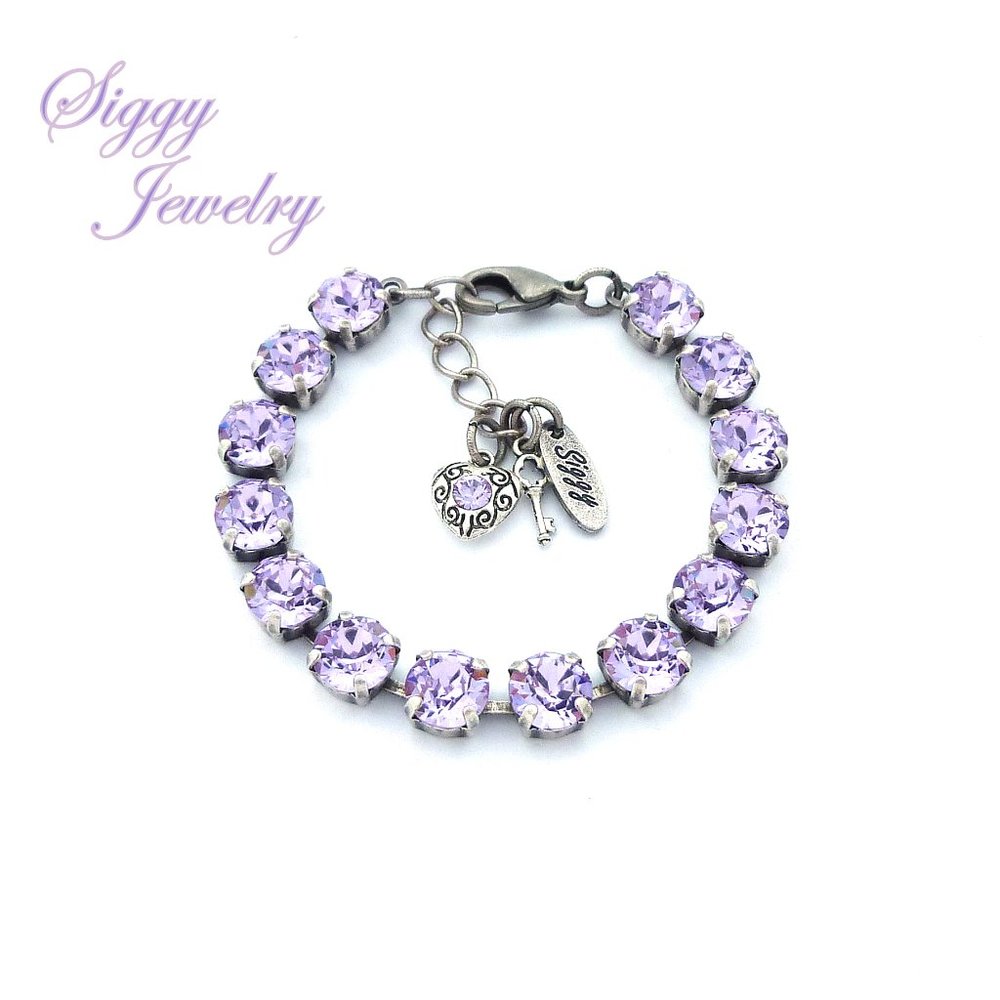 Swarovski 8mm Violet Tennis Bracelet With Charms - Picture 3 of 8